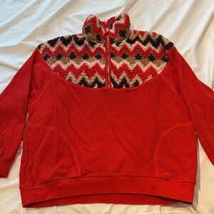 Oversized Aerie Red Chevron Women's Zip-Up Sweater
